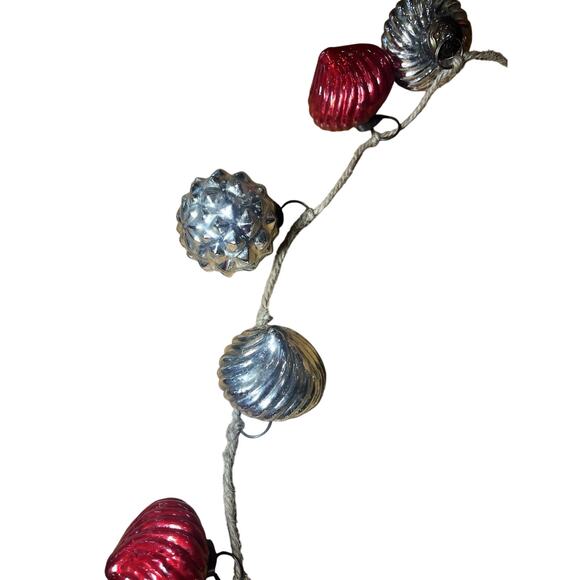 Red & Silver Embossed Mercury Glass Ornamental Garland, Red & Sliver - Picture 5 of 6